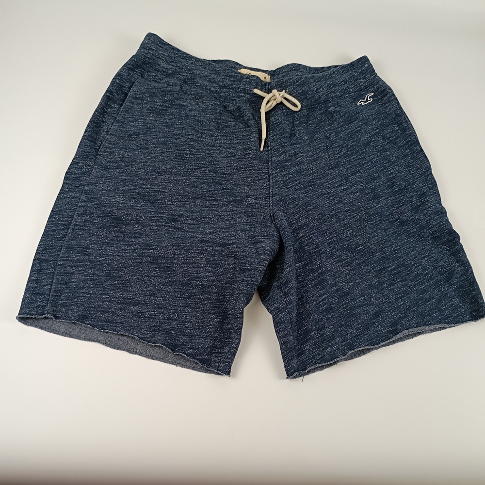 Hollister Men's Heathered Navy Drawstring Lounge Shorts